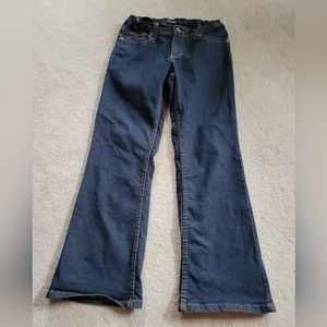 Jordache Girls Jeans size 12 1/2 Elastic button style waist Bootcut Dark Blue